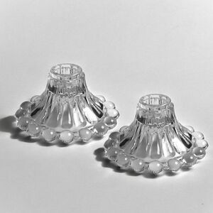 Vintage Anchor Hocking Clear Glass Berwick- Boopie Candlestick Set